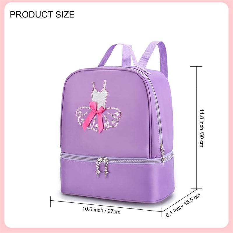 SEHXIM Ballet Dance Backpack with Separate Shoe Compartment,Tutu Dress Dance Bag, Ballet Bags for Girl,Gymnastics Latin Dance Yoga Tap Dance Jazz Storage Bag (Pink) - Image 2